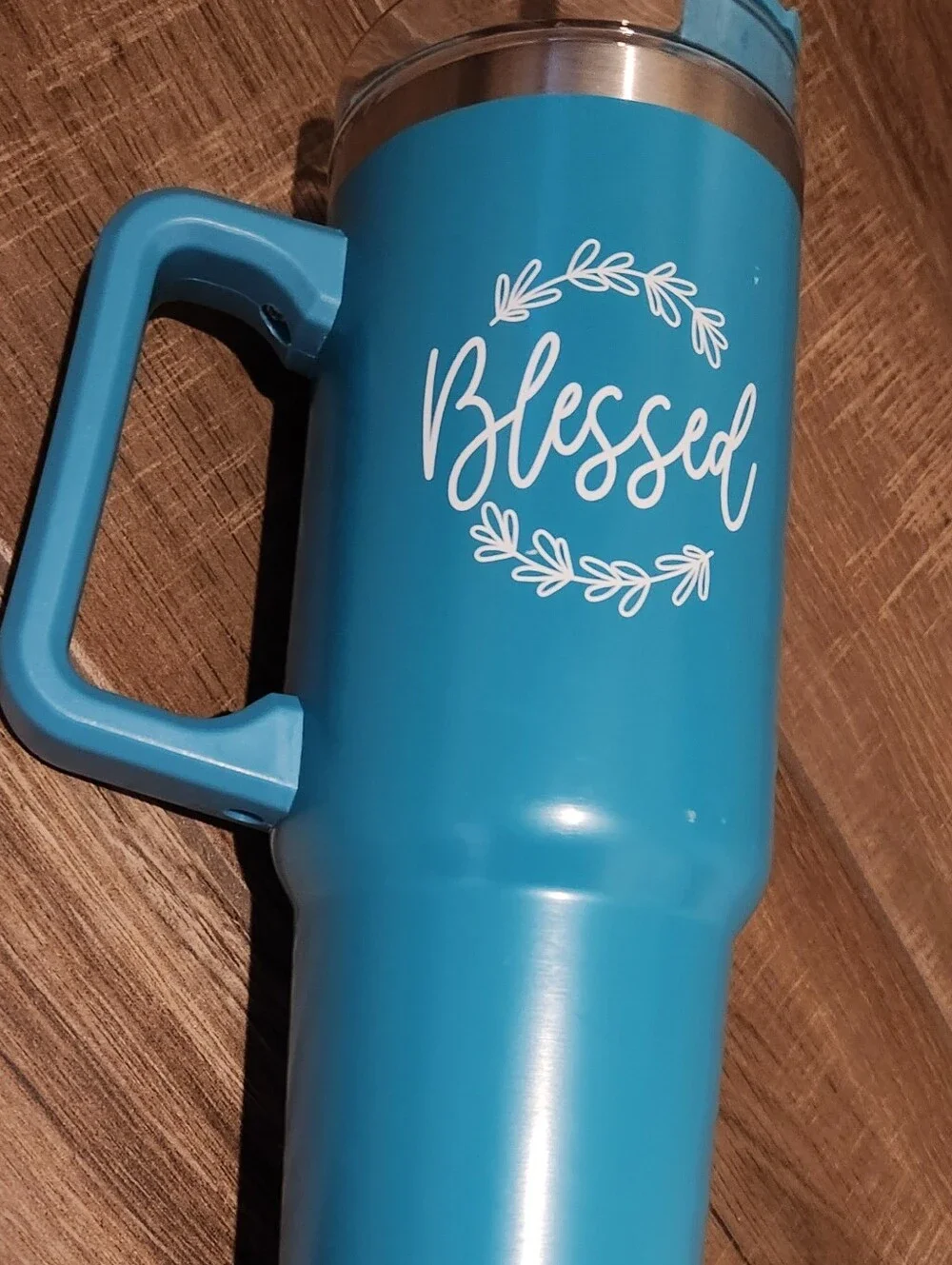 Blue 'Blessed' Insulated Travel Mug